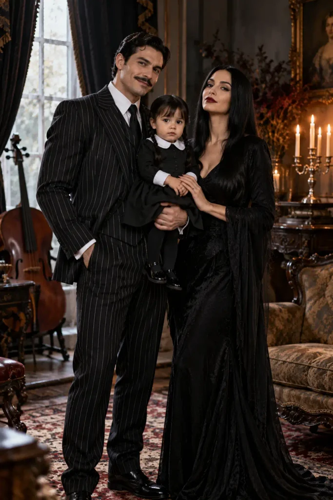 Addams Family Trio With Morticia, Gomez and Baby Wednesday