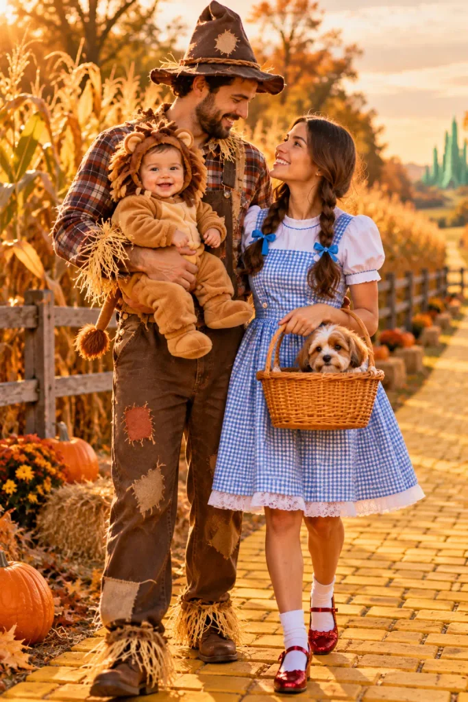 Wizard of Oz Family With Dorothy, Scarecrow and a Baby Lion