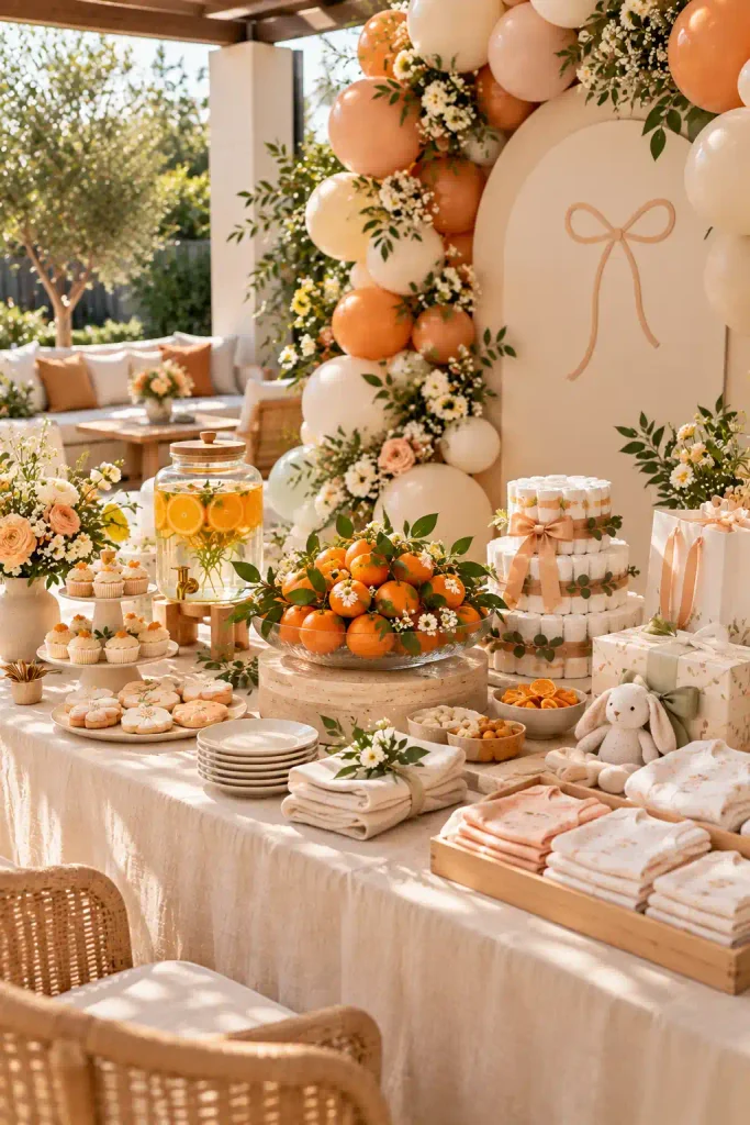 Little Cutie: A Citrus Shower in Orange and Leafy Green