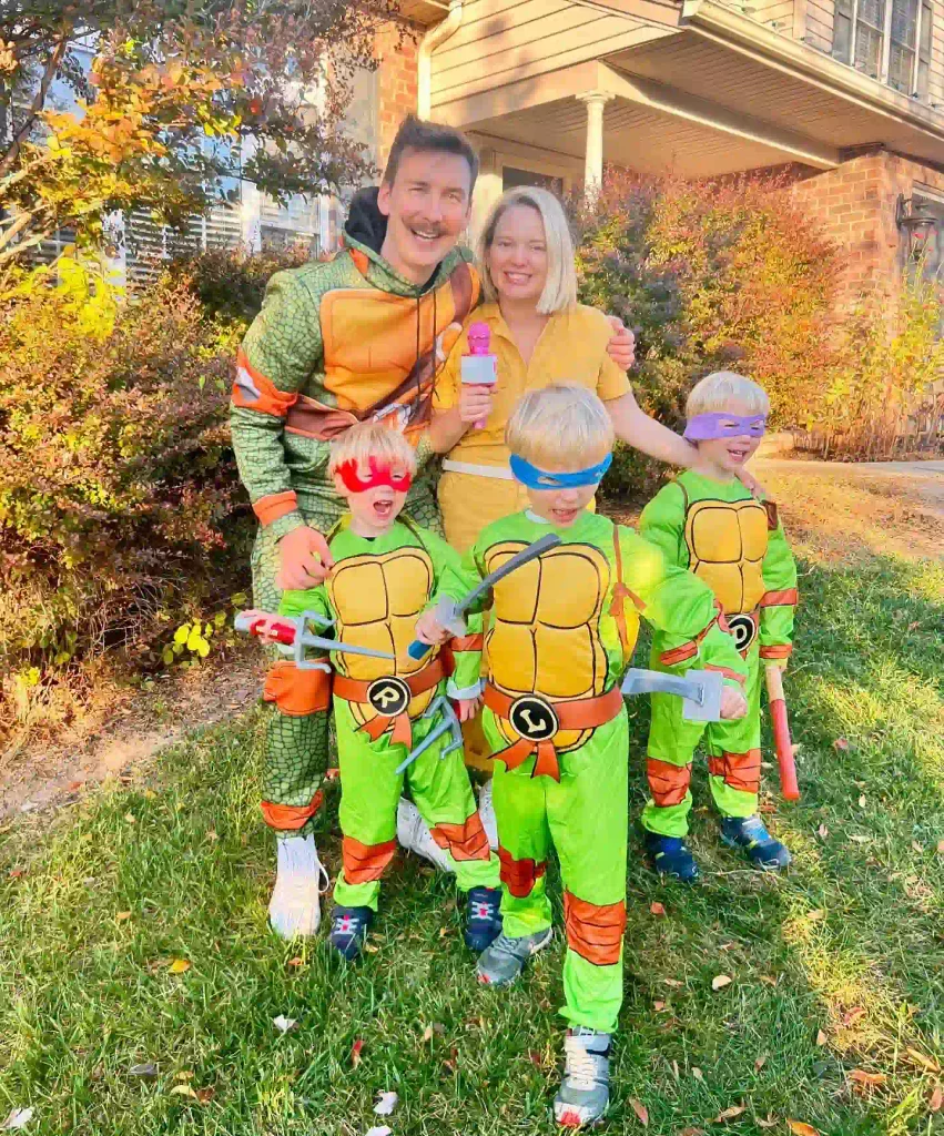 Ninja Turtle Family With Mom as the News Reporter