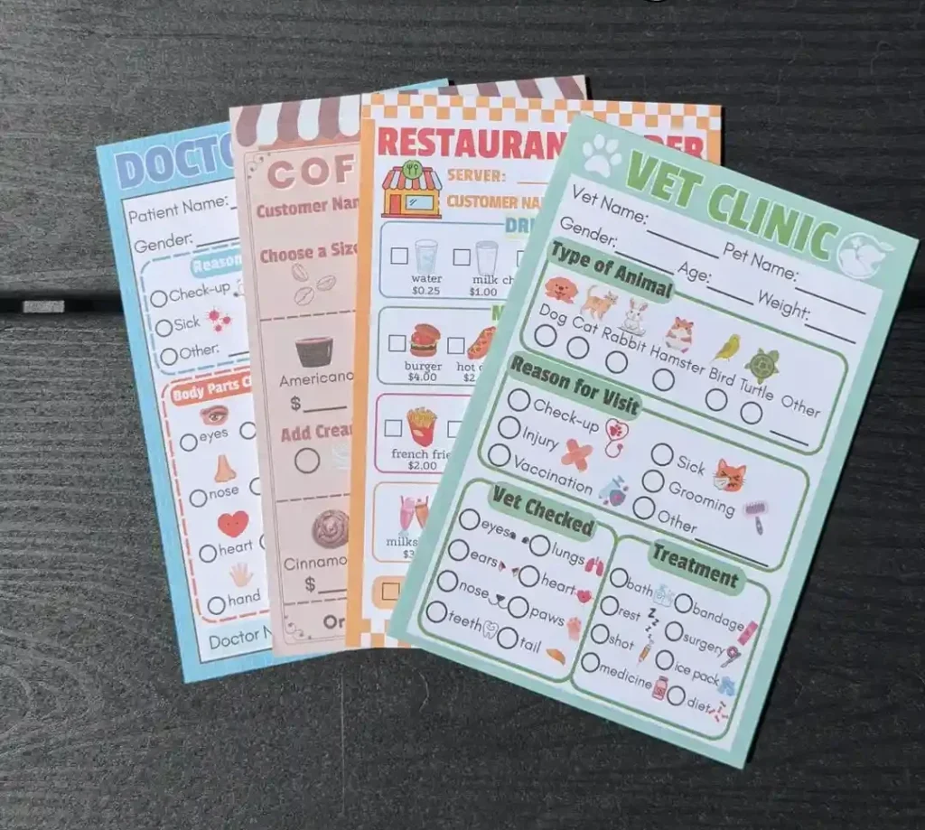 Pretend Play Notepads Kids Can Circle