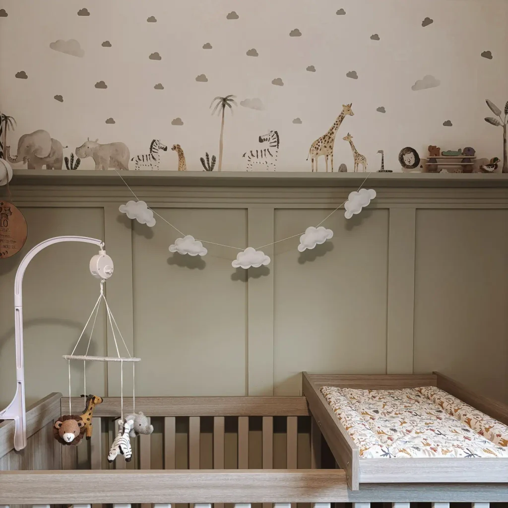 Safari Wall Decals Above Sage Panelling