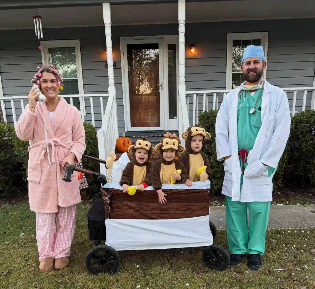A Wagon Turned Into a Hospital Bed for Three Monkeys