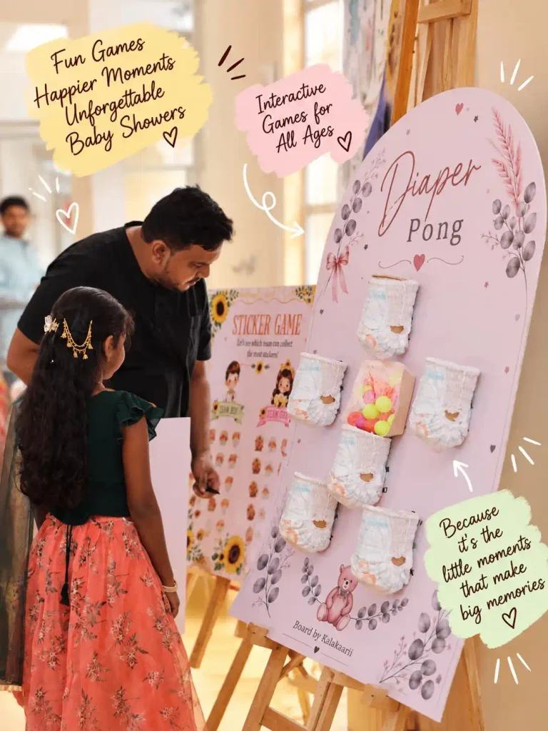 Diaper Pong on a Soft Pink Arched Board