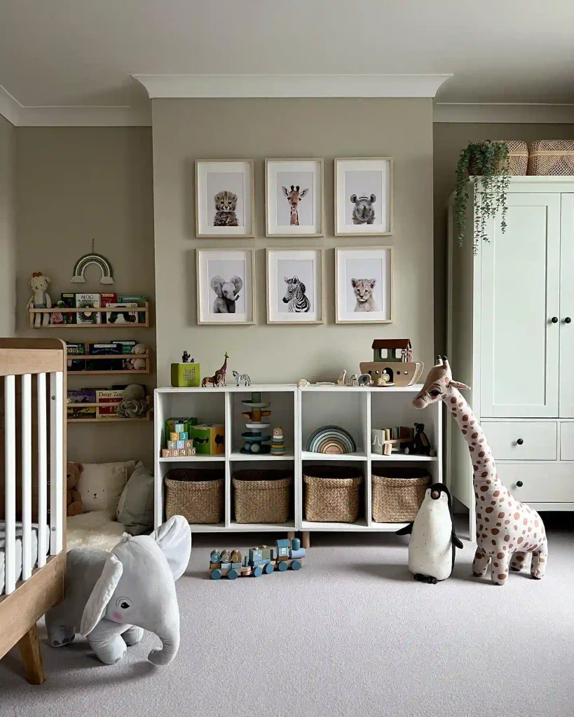Six Frame Animal Gallery Over Open Cube Shelves
