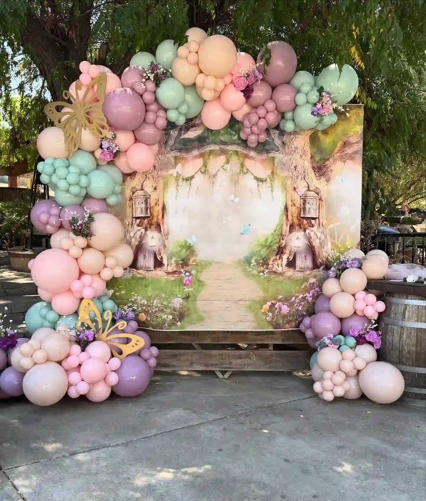 Pin: pastel balloon arch at a baby shower
