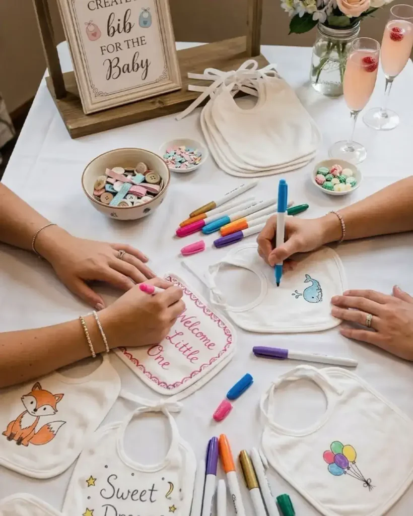 A Decorate-a-Bib Station for Crafty and Chatty Guests